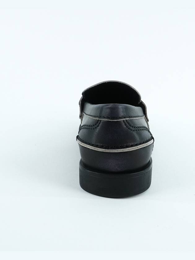 Vintage Effect Leather Penny Loafers Black - MIU MIU - BALAAN 6