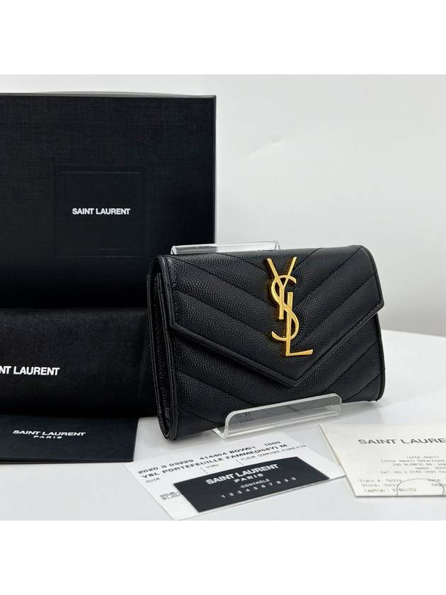 Envelope matelass gold card wallet black 414404 - SAINT LAURENT - BALAAN 1