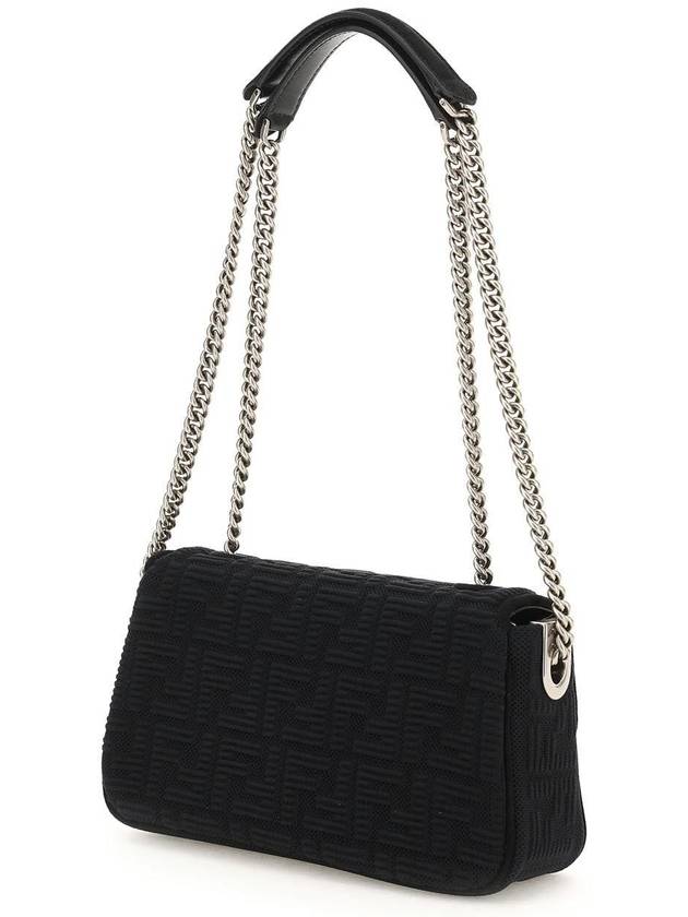 Baguette FF Fabric Chain Mini Bag Black - FENDI - BALAAN 4