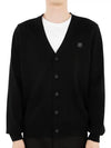 Bold Fox Head Patch V Neck Wool Cardigan Black - MAISON KITSUNE - BALAAN 3