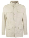 Stand-Up Collar Linen Blend Coat Offwhite - BRUNELLO CUCINELLI - BALAAN 2