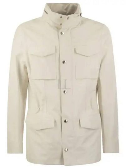 Stand-Up Collar Linen Blend Coat Offwhite - BRUNELLO CUCINELLI - BALAAN 2