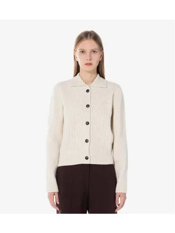 Women s Cable Crop Cardigan Cream - LACOSTE - BALAAN 1