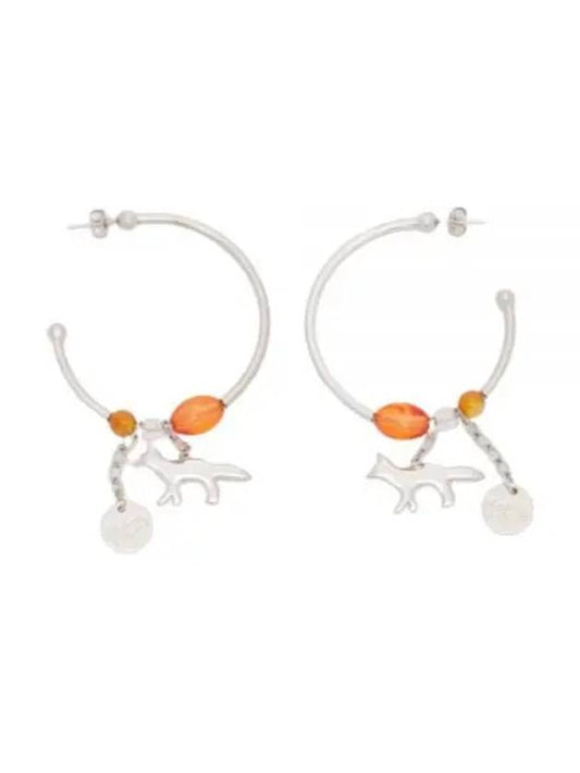 Fox Beads Hoop Earrings Silver - MAISON KITSUNE - BALAAN 2