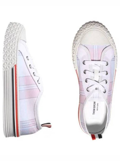 Women's Madras Canvas Collegiate Low Top Sneakers Light Pink - THOM BROWNE - BALAAN 2