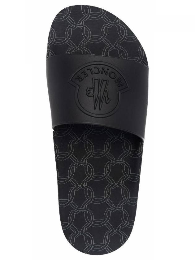 Jeanne Emboss Logo Slippers Black - MONCLER - BALAAN.