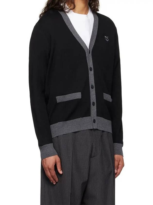 Bold Fox Head Patch Two-Tone Cardigan Black - MAISON KITSUNE - BALAAN 3