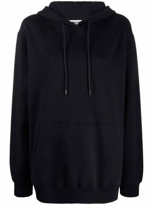 Big Logo Print Overfit Cotton Hooded Top Black - MSGM - BALAAN 1