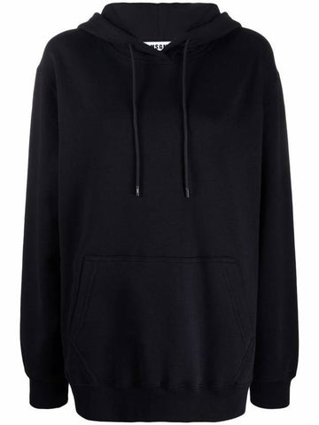 Maxi Logo Print Overfit Cotton Hoodie Black - MSGM - BALAAN 1