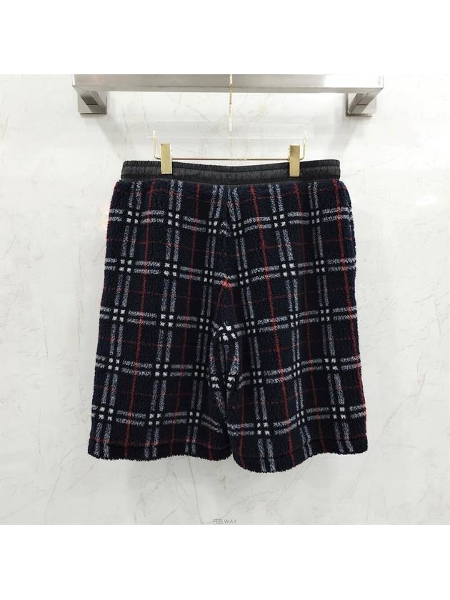 Lux You M Navy check drawcord fleece shorts - BURBERRY - BALAAN 2