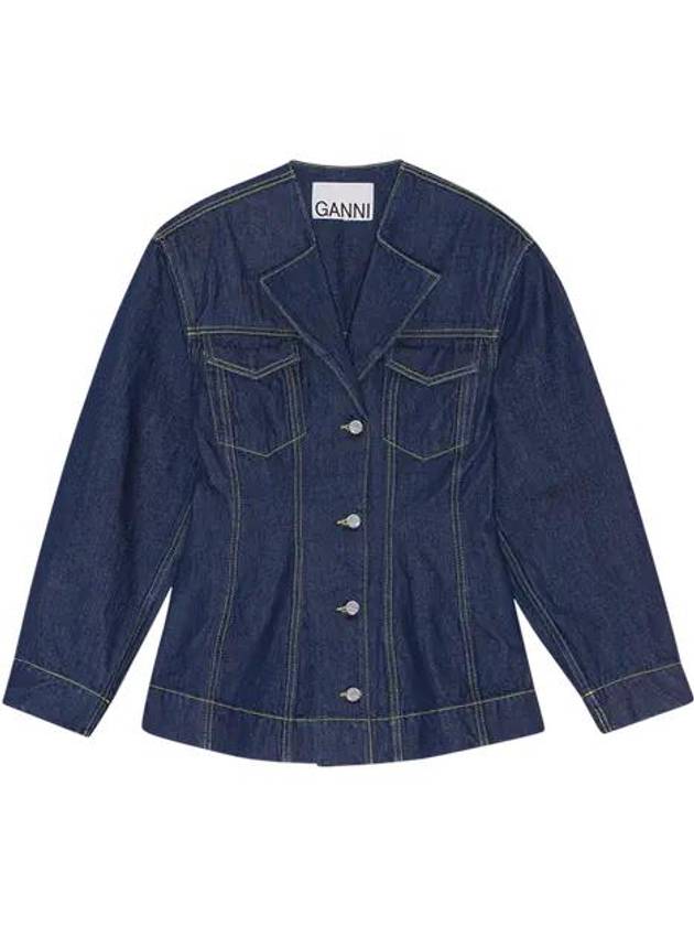 Hourglass Denim Jacket Indigo Blue - GANNI - BALAAN 2