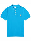 Fox Head Patch Cotton Polo Shirt Blue - MAISON KITSUNE - BALAAN 3