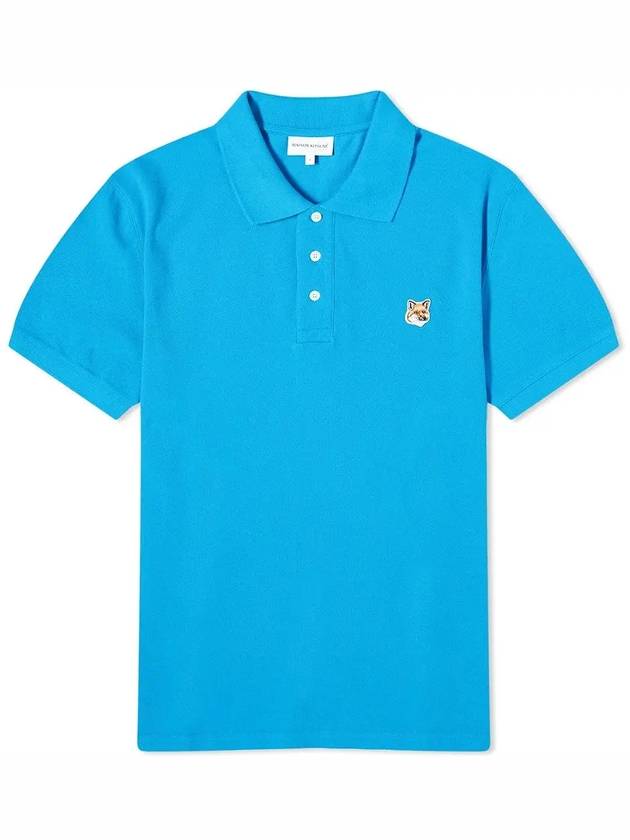 Fox Head Patch Cotton Polo Shirt Blue - MAISON KITSUNE - BALAAN 2