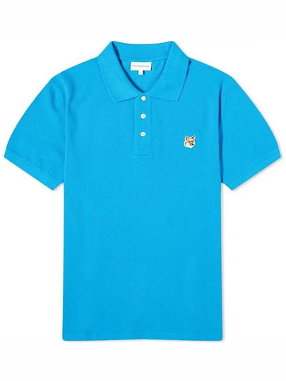 Fox Head Patch Cotton Polo Shirt Blue - MAISON KITSUNE - BALAAN 2