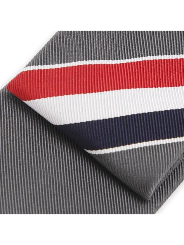 Grosgrain Stripe Classic Tie Grey - THOM BROWNE - BALAAN 5