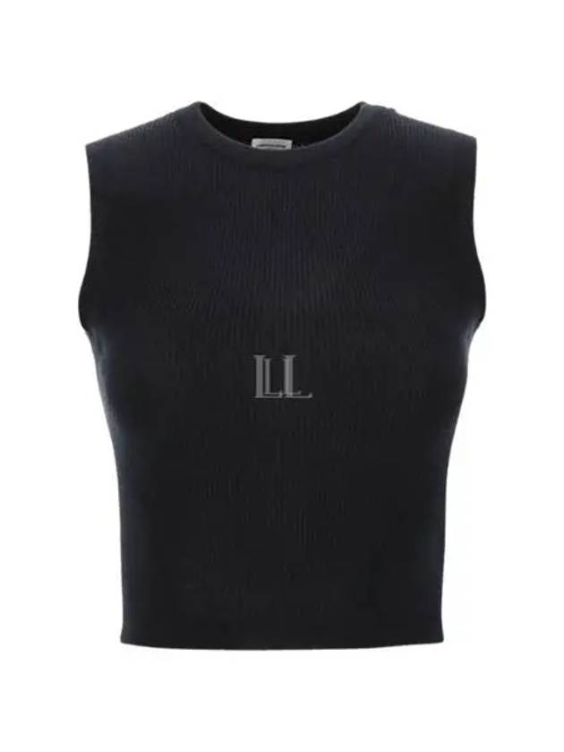 Rib Knit Sleeveless Black - SAINT LAURENT - BALAAN 2