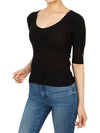 Women's Short Sleeve Knit Top Black - GANNI - BALAAN 6