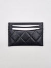 Silver CC Logo Caviar Card Wallet Black - CHANEL - BALAAN 3