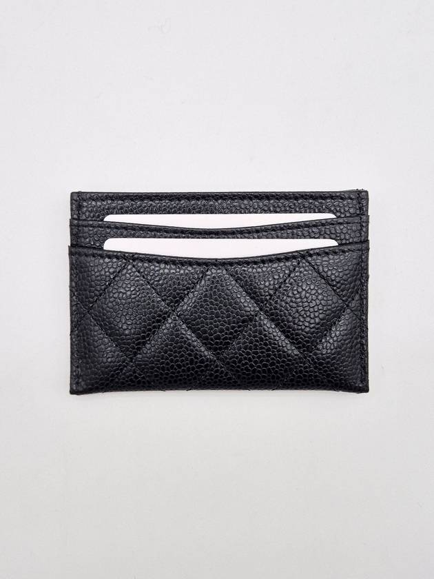 Silver CC Logo Caviar Card Wallet Black - CHANEL - BALAAN 3