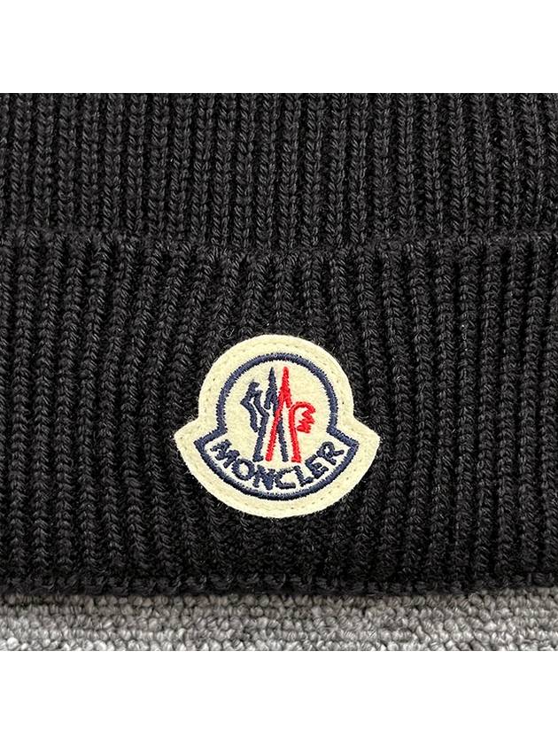 Logo Wappen Patch Wool Beanie Hat Black 3B70500 A9342 999 - MONCLER - BALAAN 4