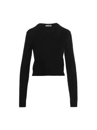 Crew Neck Crop Knit Top Black - JIL SANDER - BALAAN 2