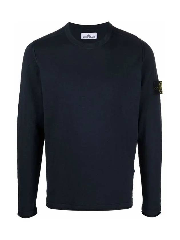 Wappen Patch Crew Neck Knit Top Navy - STONE ISLAND - BALAAN 3