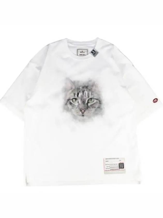 A13TS632 White Cat Print Tee - MIHARA YASUHIRO - BALAAN 1