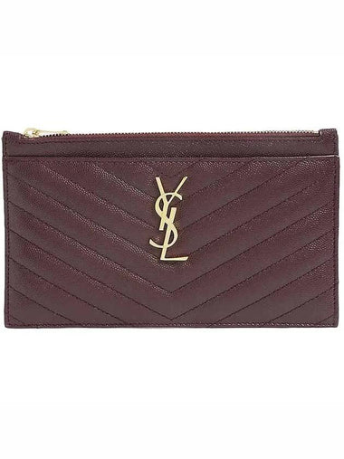 YSL Gold Tone Logo Chevron Quilt Burgundy Mini Clutch Bag 636312 BOW01 6475 - SAINT LAURENT - BALAAN 1