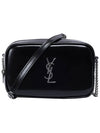 Mini Lou in Shiny Canvas Cross Bag Black - SAINT LAURENT - BALAAN 5