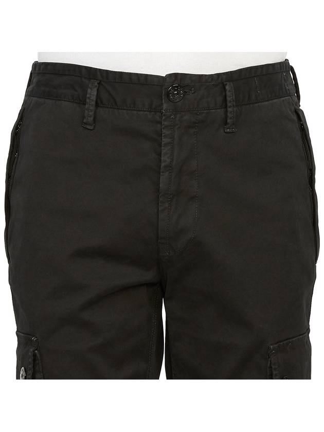 Garment Dyed Old Effect Stretch Broken Twill Cotton Cargo Pants Black - STONE ISLAND - BALAAN 7