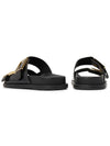 Women's FF Leather Fill Flat Sandals Slippers Black - FENDI - BALAAN 7