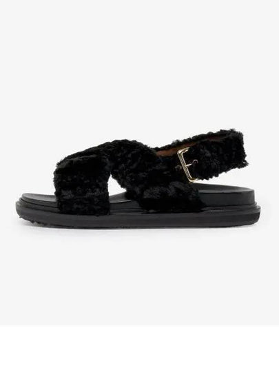 Shearling Fussbett Sandals Black - MARNI - BALAAN 2