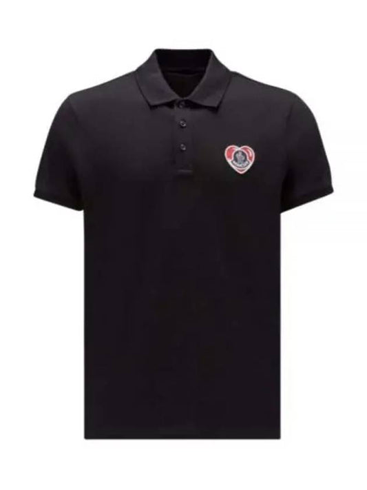 Logo Patch Polo Shirt Black - MONCLER - BALAAN 2