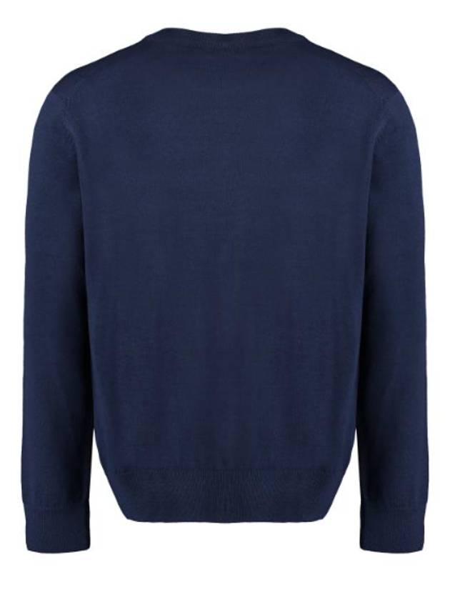 Fox Head Patch Regular Round Neck Pullover Knit Top Navy - MAISON KITSUNE - BALAAN 4