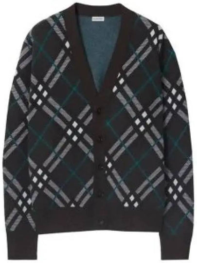 Check V-Neck Wool Mohair Blend Cardigan Snug - BURBERRY - BALAAN 2