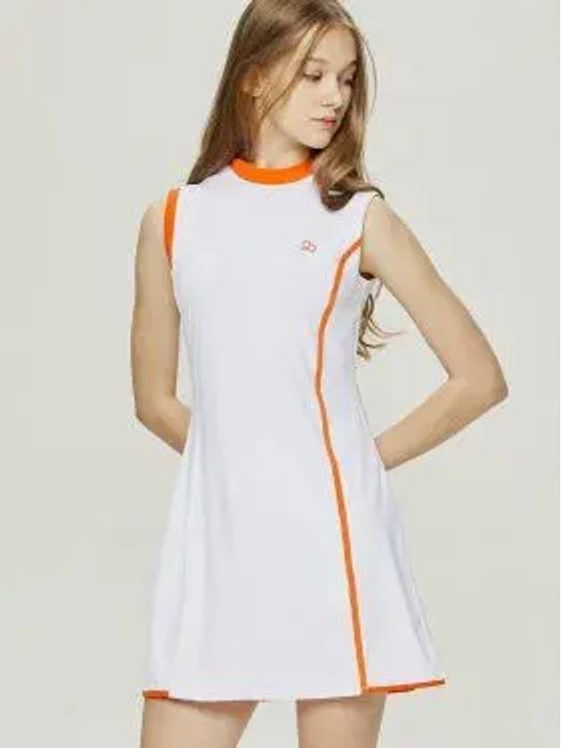 Color combination point sleeveless dress WHITE - 20THHOLE - BALAAN 1