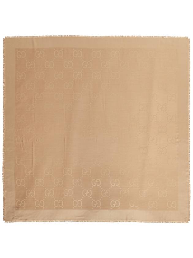 GG Jacquard Silk Wool Scarf Beige - GUCCI - BALAAN 6