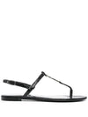 Women's Cassandra Flat Sandals Black - SAINT LAURENT - BALAAN 4