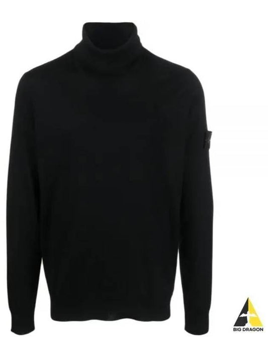 Wappen Patch Virgin Wool Turtleneck Black - STONE ISLAND - BALAAN 2