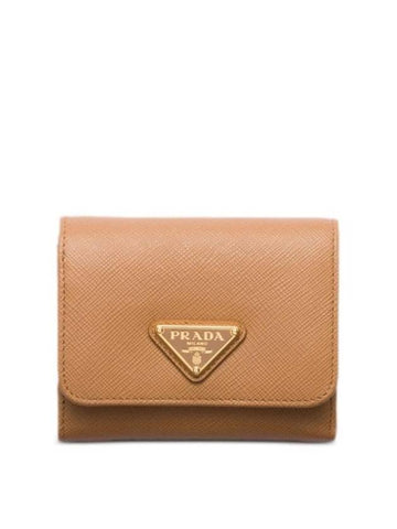 Saffiano Leather Half Wallet Natural - PRADA - BALAAN 1