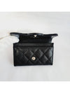 Classic Silver Logo Quilted Caviar Card Wallet Black - CHANEL - BALAAN 4