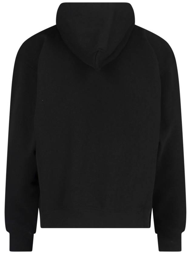 Paris Embroidered Logo Oversized Cotton Hoodie Black - KENZO - BALAAN 4