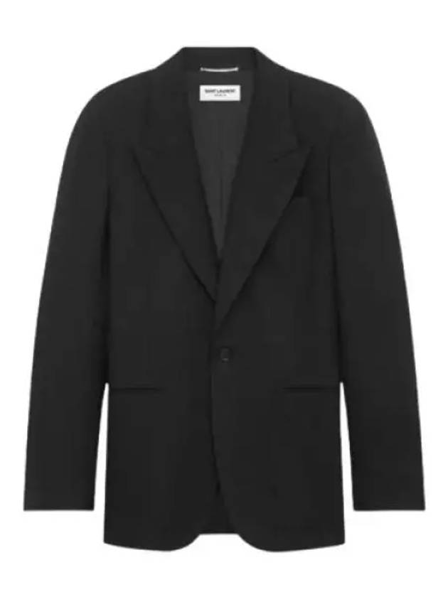 Wool Gabardine Jacket Black - SAINT LAURENT - BALAAN 2