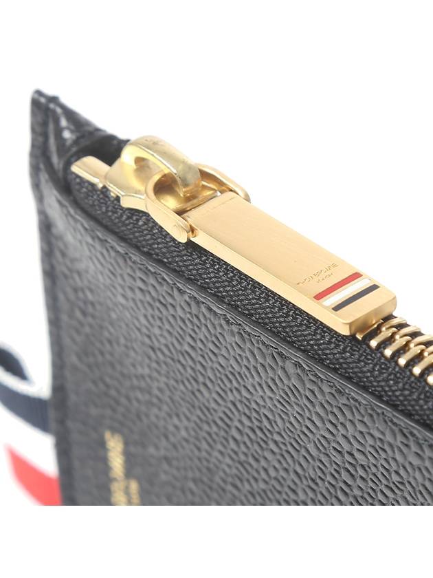 Pebble Grain Three Stripe Tab Small Coin Wallet Black - THOM BROWNE - BALAAN 5