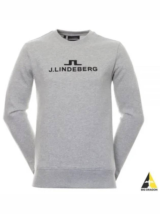 Men's Alpha Crew Neck Hoodie Light Grey Melange - J.LINDEBERG - BALAAN 2