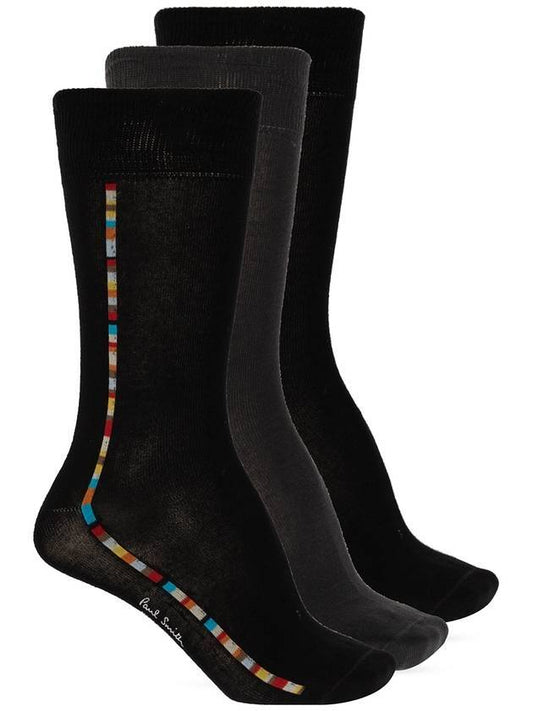 Signature Stripe Long Socks Black 3 Packs - PAUL SMITH - BALAAN.