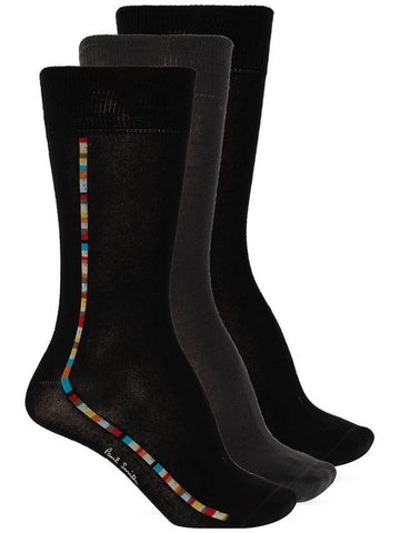 Signature Stripe Long Socks Black 3 Packs - PAUL SMITH - BALAAN 1