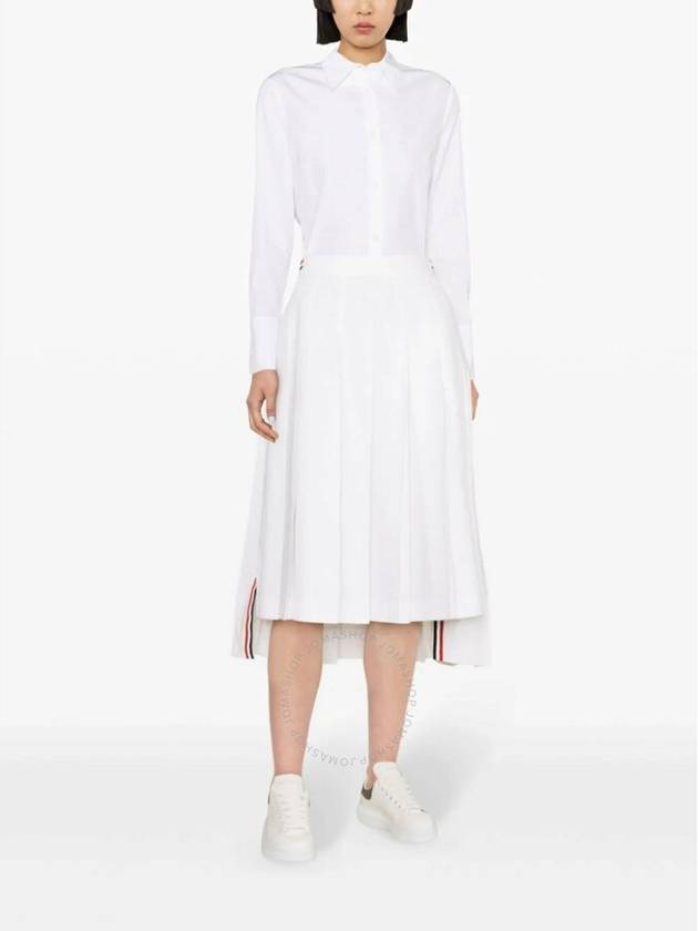 Cotton Pleated Skirt White - THOM BROWNE - BALAAN 4