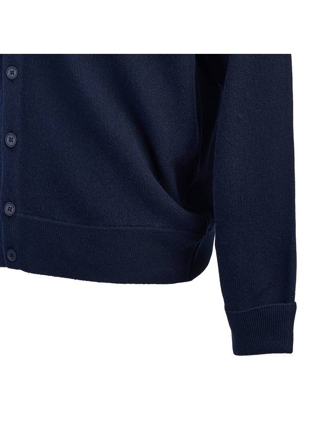 Relaxed Fit Button Wool Cardigan Night Blue - LACOSTE - BALAAN 8