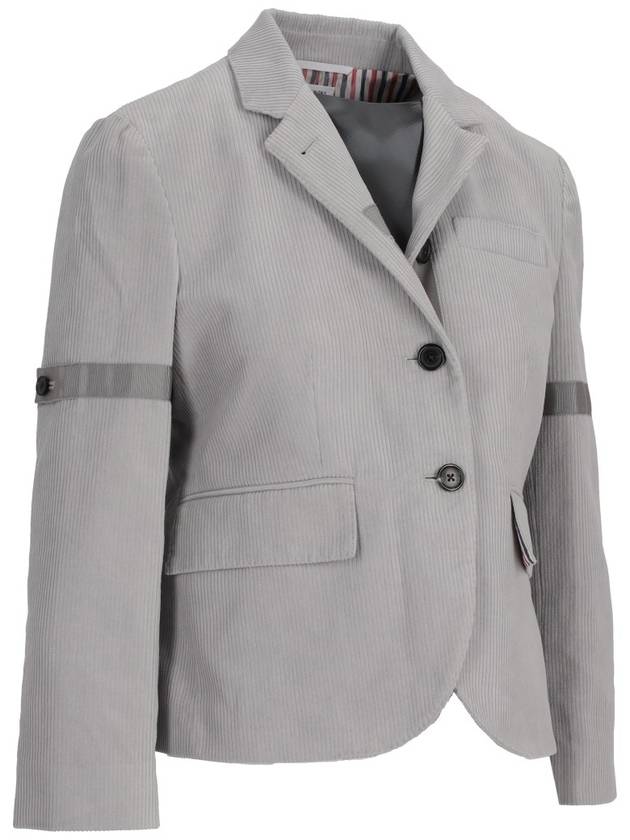 FIT 3 - HIGH ARMHOLE SPORTCOAT (UNCONSTRUCTED) W/ TONAL GG PLACKET AND ARMBAND IN CORDUROY - THOM BROWNE - BALAAN 4